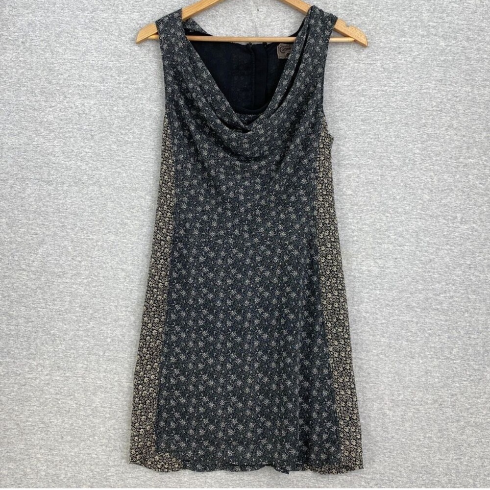 Converse Dress Gray Floral Racerback Cowl Neck Colorlock Lined size 8